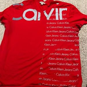 Calvin Klein red v neck